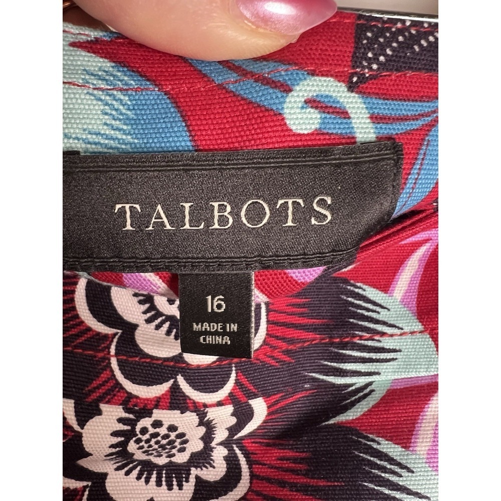 Talbots Floral A-Line Cotton Mini Skirt Career Office Women's Size 16 - Picture 2 of 8